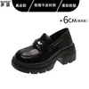Sapatos de couro macio com sola grossa para aumentar a altura para mulheres baixinhas sapatos pequenos de couro preto salto grosso Mary Janes sapatos de salto único slip-ons mocassins