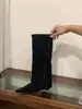 Botas de salto anabela, bico fino, de cano longo para mulheres, coleção outono/inverno 2026, cor damasco, botas de ciclismo justas, comprimento até o meio da panturrilha