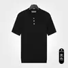 Camiseta masculina de manga curta de verão, camisa polo refrescante de seda gelada, gola com meio botão respirável, top casual de negócios masculino, atacado