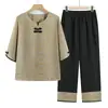 Ropa de Verano para Personas Mayores, Atuendo Elegante para la Abuela, Top de Camiseta de Manga Media para Mamá, Conjunto de Dos Piezas de Moda para Señoras Mayores en Verano