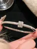 Carta de Comercio Exterior Joyería de Diamantes Incrustados Pulsera de Acero Inoxidable con Broche de Diamante para Mujer Pulsera de Acero de Titanio Corazón Amor Plata con Fila de Diamantes