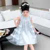 Vestido de verão para meninas novo estiloso vestido de princesa para meninas pequenas vestido infantil de verão vestido regata para bebê