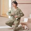 Cardigan Moda Primavera Pijama Feminino Calças de Manga Comprida Algodão Puro Primavera e Outono Conjunto Simples Casual para Usar em Casa Pode Ser Usado Fora