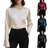 Enviado. Más vendido en Wish y Amazon. Nueva camisa de satén de manga larga de color liso para otoño