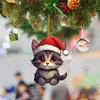 Decoración Navideña Nueva para Amazon Transfronterizo Serie Gatito Navideño Colgante para Árbol de Navidad Acrílico Colgante para Coche