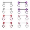 Joyería para Piercing de Varilla Recta de Acero Inoxidable Europea y Americana Clavos para Pezones Serie Rosa Transfronteriza Anillos para Pezones Anillos para Pezones con Forma de Corazón Listos para la Venta