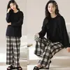 Pijama Atacado Feminino Manga Longa Calça Conjunto Menina Japonesa Desenho Animado Fofo Tamanho Grande Primavera e Outono Roupa de Casa Pode Ser Usada Fora