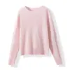 Ropa Especial Zhengqi/Suéter Rosa hecho de lana de oveja y cachemir, cepillado para abrigar, con diseño de cuello en V o redondo