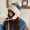 Gorro de Lana Tejido con Bola de Pelo Estilo Fair Isle para Mujer 2025 Nuevo Otoño e Invierno Circunferencia de Cabeza Grande Cálido y Protección contra el Frío Gorro con Protección para los Oídos