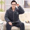 Pijamas para hombres de mediana edad y mayores, otoño e invierno, forro polar coral acolchado, chaqueta acolchada de algodón de franela de papá gruesa, ropa de hogar para hombres