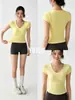 Camiseta deportiva de manga corta transpirable de secado rápido, corte ajustado, para mujer, para correr, Pilates, bádminton y fitness
