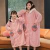 Nuevo camisón de franela de invierno para niñas, albornoz de franela grueso para niños, lindo vestido de casa para padres e hijos, madre e hija