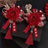 Nuevo Corsage de Boda de Novio y Novia de Gama Alta de Moda, Juego Completo Familiar de Rosas Chinas para Dar la Bienvenida a Ambos Padres