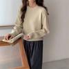Suéter de punto acanalado redondo transfronterizo simple para mujer, nuevo top de punto suave holgado de otoño e invierno