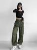 Venta al por mayor europea y americana 2023 pantalones casuales con cordón otoño nuevo cuatro colores multibolsillos overol danza jazz