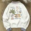 Sudadera con Estampado de Graffiti Creativo Personalizado de Dos Piezas Falsas Cosidas con Cuello Polo para Mujer Otoño e Invierno 2025 Top Holgado Adelgazante