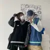 Chaleco de punto tipo suéter con cuello en V estilo universitario para adolescentes, Tejido holgado para primavera y otoño, Estándar regular