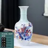 Nuevo Estilo Chino Flor de Loto y Peonía Pintados a Mano Cerámica Jarrón Pequeño Jingdezhen Jarrón Pequeño Transparente Adornos para Arreglos Florales de Sala de Estar