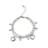 Pulseira Dupla Camada Europeia e Americana Transfronteiriça Simples e Fashion, Joia com Pingente de Coração Empilhável Estilo Coreano Estilo Ins, Venda Quente Atacado