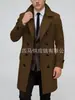 Tamanho Europeu 2024 Outono e Inverno Europeu e Americano Masculino Lã Roupas de Exterior Dupla-Face Longa Masculina Lã Roupas de Exterior