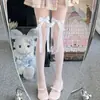 Meias 7/8 com Laço, Qualquer Corte, Meias Femininas Ballet Branco Pure Desire Girl Estilo Fino da Moda