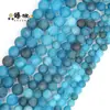 Nuevas Cuentas Redondas de Ágata de Jade Azul Optimizado Esmerilado de 6/8/10 mm Cuentas Sueltas para Pulsera DIY Collar Tejido Accesorios Hechos a Mano