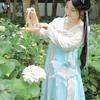 [Qian Li] Bolso Hanfu antiguo retro bordado con loto, bolso para accesorios, bolso para teléfono móvil Guofeng, bolso bordado