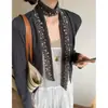 Bufanda de Seda Fina Floral Estilo Artístico Vintage para Mujer, Nueva Tendencia de Bufanda Larga de Cinta para el Cuello Primavera/Verano de Gama Alta