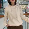 Moletom com capuz e cordão em veludo canelado 260g para mulheres, outono e inverno, quente, casual, versátil, estilo coreano, top estiloso e que rejuvenesce