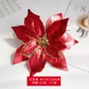 Decorações de Natal Flores de Veludo Paetês Grandes Flor de Natal Rattan Decoração de Árvore de Natal Flor Recortada em Tecido de Cebola Guirlanda