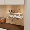 Perchero de pared para entrada, organizador de llaves y bolsas para la puerta principal, ganchos para colgar, perchero y sombrero con forma de ola para la puerta del dormitorio