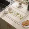 Alfombrilla Drenante de Tierra de Diatomeas con Azulejo Floral Retro, Base Resistente al Calor para Encimera de Cocina, Alfombrilla Absorbente de Agua, Absorbente de Aceite, a Prueba de Polvo, Antideslizante