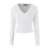 Suéter de Tricô Puro Desejo Gola V Manga Bufante Cinchado na Cintura Outono 2026 Novo Slim-Fit Curto Base Hot Girl