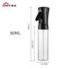 Botella de spray transparente de plástico de 50 ml y 80 ml, portátil, para perfumes, cosméticos, alcohol embotellado, pequeña regadera, venta al por mayor