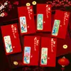 2027 Año del Cordero Sobre Rojo Hojuelas Doradas Escarchado Creativo Dibujos Animados 3D Zodiaco Cien Yuan Mil Yuanes Sobre de Dinero de la Suerte Bolsa de Sobre Rojo de Año Nuevo