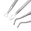 Cuchara para raspar ranura de uña de acero inoxidable Herramienta para raspar uñas Incrustación de uñas Manicura Herramienta doble para recoger uñas Herramienta para limpiar suciedad en la grieta de la uña del pie