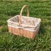 Cesta Pequeña de Bambú Mimbre, Cesta de Mano, Cesta de Almacenamiento Ratán, Cesta Tejida, Cesta Pequeña Mini Picnic Recolección Niños