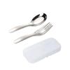 Conjunto de Garfo e Colher Aço Inoxidável 316 Fofo Talheres Infantis Portátil Caixa de Armazenamento para Escola Primária Alimentação de Bebê