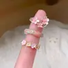 Anillo de Flor de Durazno Rosa Esmaltado 3D Estilo Chino de Nicho Anillo Apilable para Dedo Índice para Mujeres Versátil y Elegante