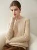 Nuevo suéter de punto trenzado cálido, holgado, simple, ligero, casual, cómodo, de cuello redondo, suéter de cachemira para mujer, otoño e invierno