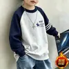 Sudadera de nuevo estilo para niños, de manga larga, fina, elegante, cuello redondo, capa base para niños de mediana y mayor edad, adecuada para primavera, otoño e invierno, con forro polar