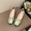 Sapatos Simples Estilo Francês Primavera Verão Outono 2024 Novo Dedo Do Pé Quadrado Boca Rasa Sapatos Baixos Femininos Arco Estilo Fada Sapatos Atacado