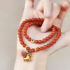 Ano Novo de 2026 Traga Riqueza Instantânea Pulseira de Ágata Vermelha do Sul Natural Cor Completa Carne Completa Vermelho Persimmon Areia Dourada Traga Sucesso