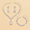2025 Europeu e Americano Popular Colar Brincos Pulseira de Strass com Pedras Inteiras Conjunto Completo de Flores com Pedras Inteiras Multicor Fabricante Atacado