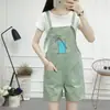 Macacão para Mulheres Primavera e Outono Novo Solto Estilo K Estudante Versátil Estampado Calça de Cinco Quartos Macacão Casual