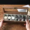 Fábrica de OrigenCaja para Gafas con Tapa abatible de Madera de Nogal Compartimentos Múltiples Caja de Almacenamiento con Pantalla Transparente Caja Antigua Bodhi