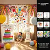 Adereços de decoração de aniversário para meninos e meninas de 5 e 6 anos, chuva de balões cascata cortina de fundo com cordão para pendurar