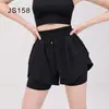 Shorts esportivos de verão femininos para uso casual ao ar livre, secagem rápida, respirável, adequados para corrida e fitness, falso two-piece, shorts de ioga anti-exposição