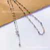 Colar Corrente Clavícula Fada da Dopamina Prata Esterlina S925 Estilo Contas Redondas Coloridas Design de Nicho Moda