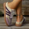 Tênis Esportivo Casual Versátil Sapatos de Treino Alemães Confortáveis Color Block Novos Planos Respiráveis Moda Feminina Solado Plano 2026 Roxo